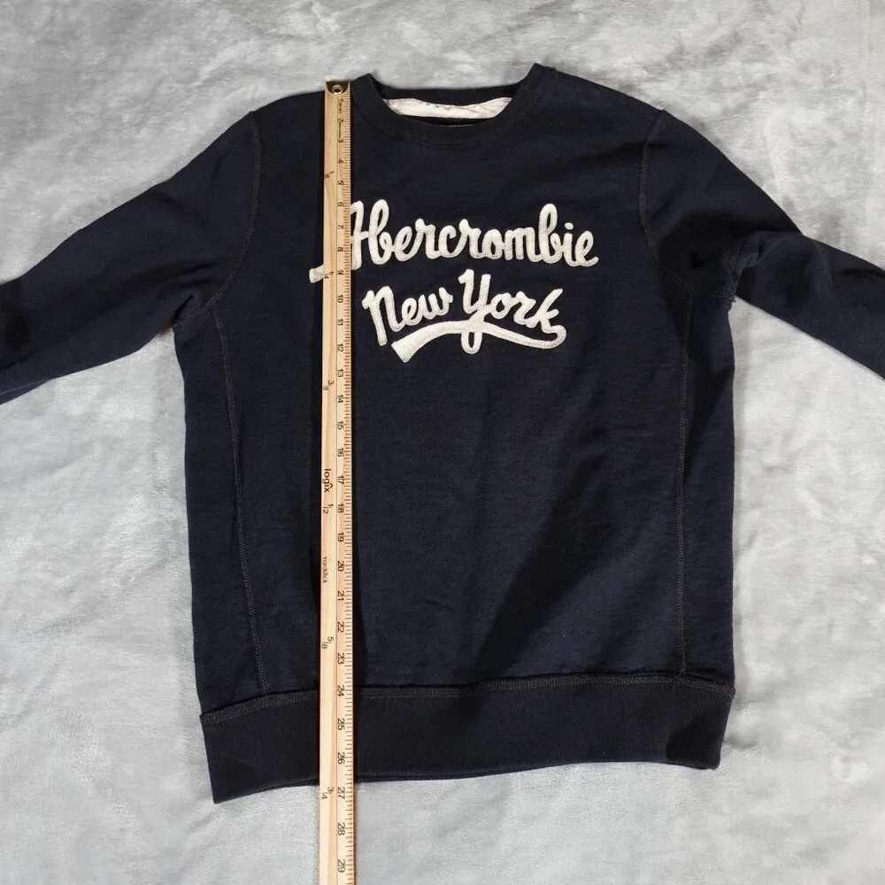 Abercrombie And Fitch New York Script Sweatshirt Mens M Slim Fit Blue - Picture 7 of 8